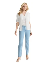 Jones New York Petite Short-Sleeve Pointelle Cardigan