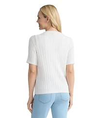 Jones New York Petite Short-Sleeve Pointelle Cardigan
