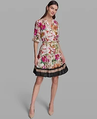 Karl Lagerfeld Paris Women's Belted Collared Cotton Dress