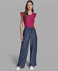 Karl Lagerfeld Paris Women's Soft Drawstring Waist Pull-On Pants