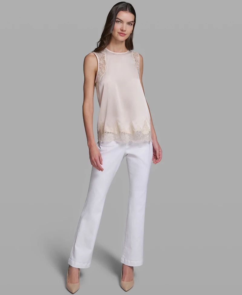 Karl Lagerfeld Paris Women's Sleeveless Lace Trim Cami Top