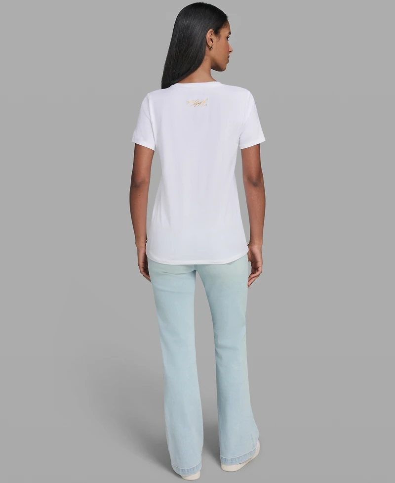 Karl Lagerfeld Paris Women's Eiffel Tower Logo Short-Sleeve T-Shirt