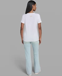 Karl Lagerfeld Paris Women's Eiffel Tower Logo Short-Sleeve T-Shirt