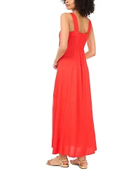 Vince Camuto Women's Challis Square-Neck Smocked-Back Sleeveless Maxi Dress
