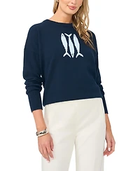 Vince Camuto Women's Sardine Motif Crewneck Sweater