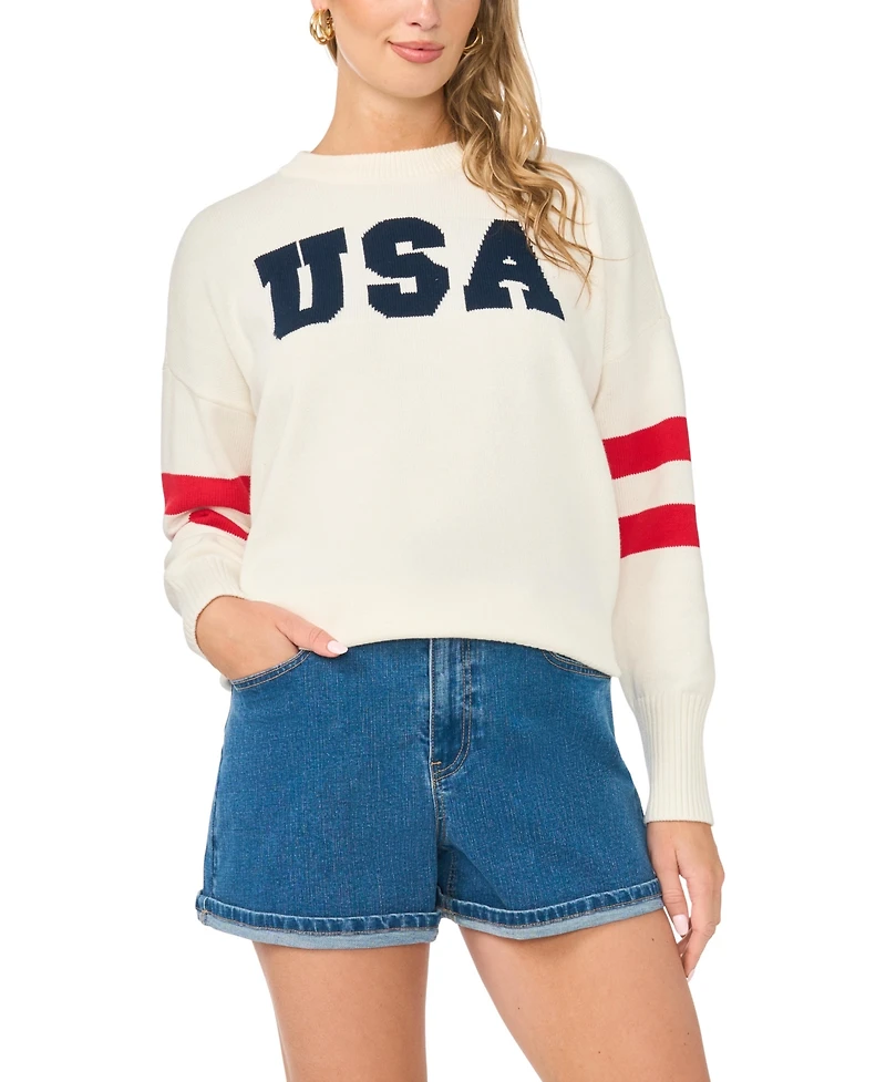 Vince Camuto Women's Usa Graphic Crewneck Sweater