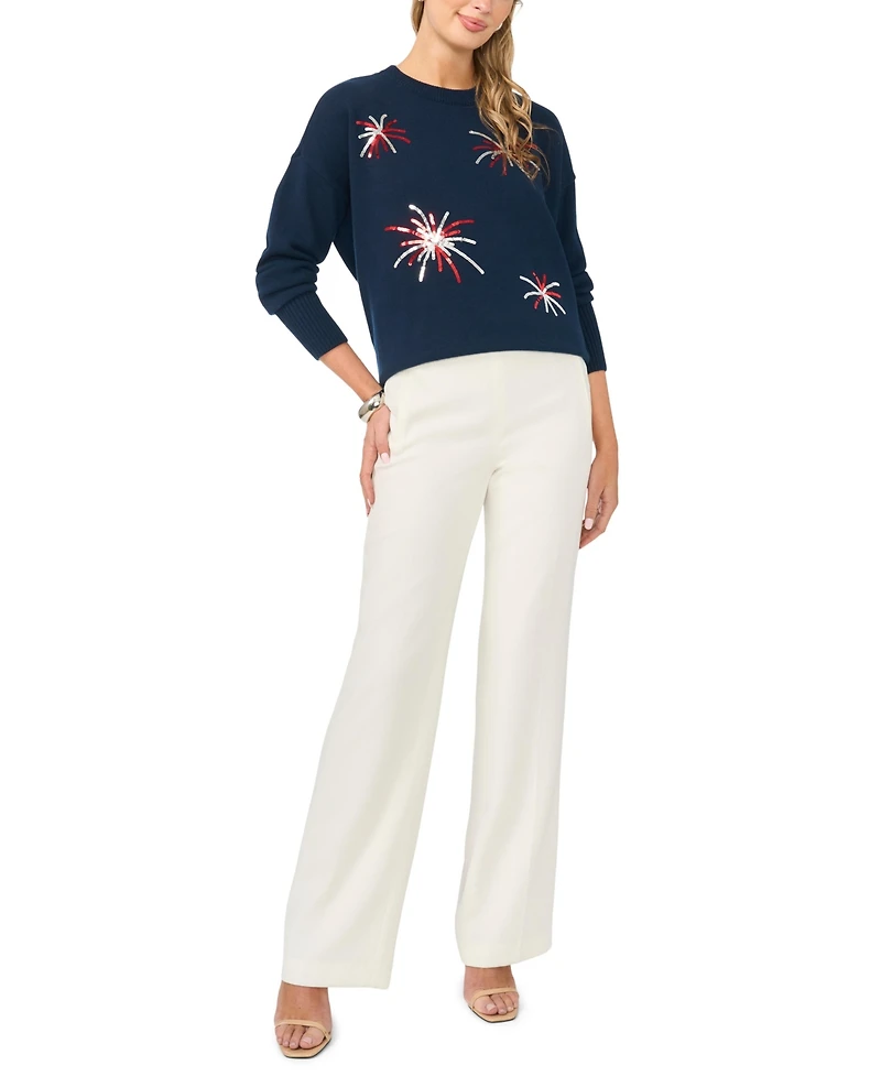 Vince Camuto Women's Firework Motif Crewneck Sweater