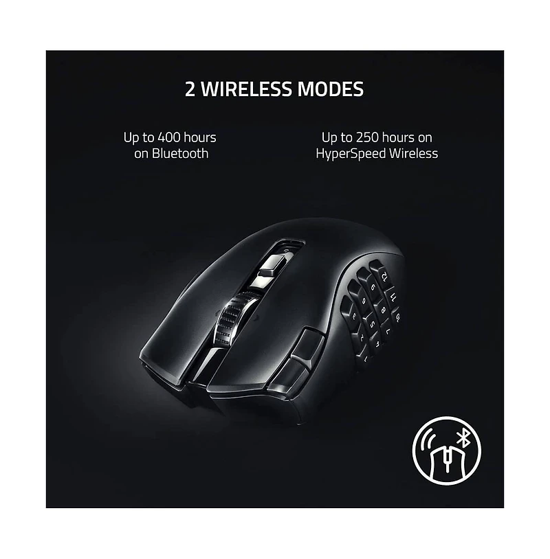 Razer Naga V2 HyperSpeed Wireless Ergonomic Gaming Mouse - Black