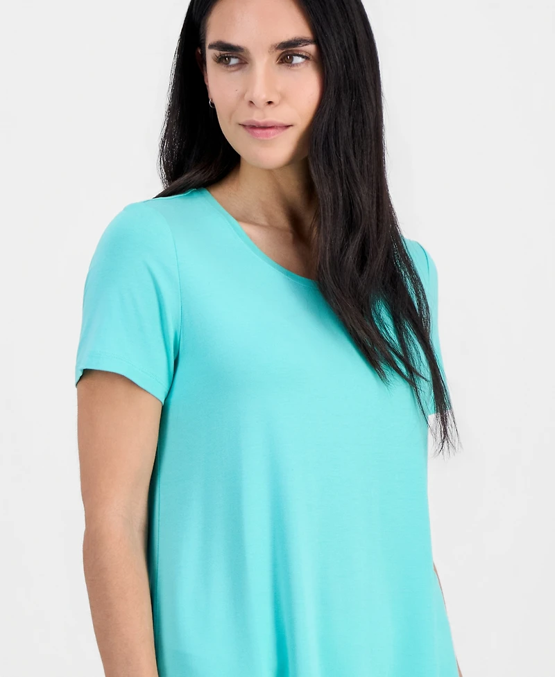 Jm Collection Petite Solid Rayon Span Short-Sleeve Top, Created for Macy's