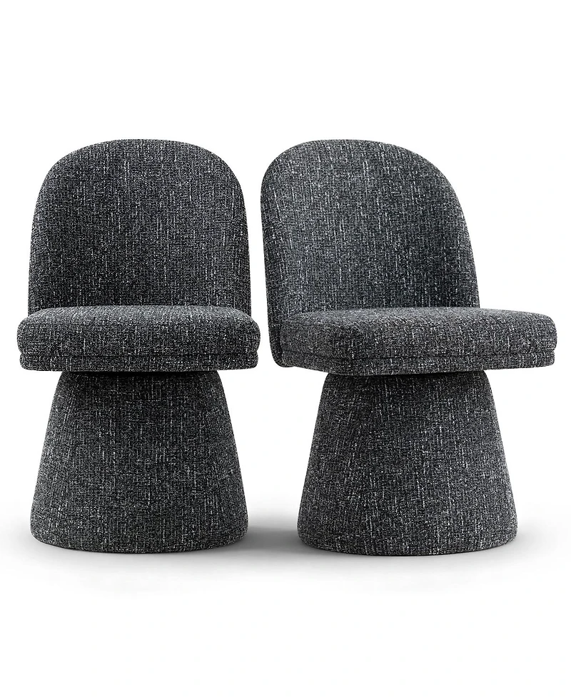 Maison Boucle 360degree(s) Swivel Upholstered Dining Chairs Set of 2, Modern Side
