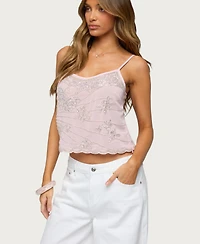 Edikted Women's Bead and Sequin Chiffon Tank Top