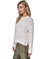 Nautica Women's Cotton-Blend Crewneck Drop Shoulder Sweater