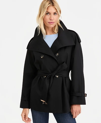 Tahari Women's Funnel-Neck Belted Trench Coat