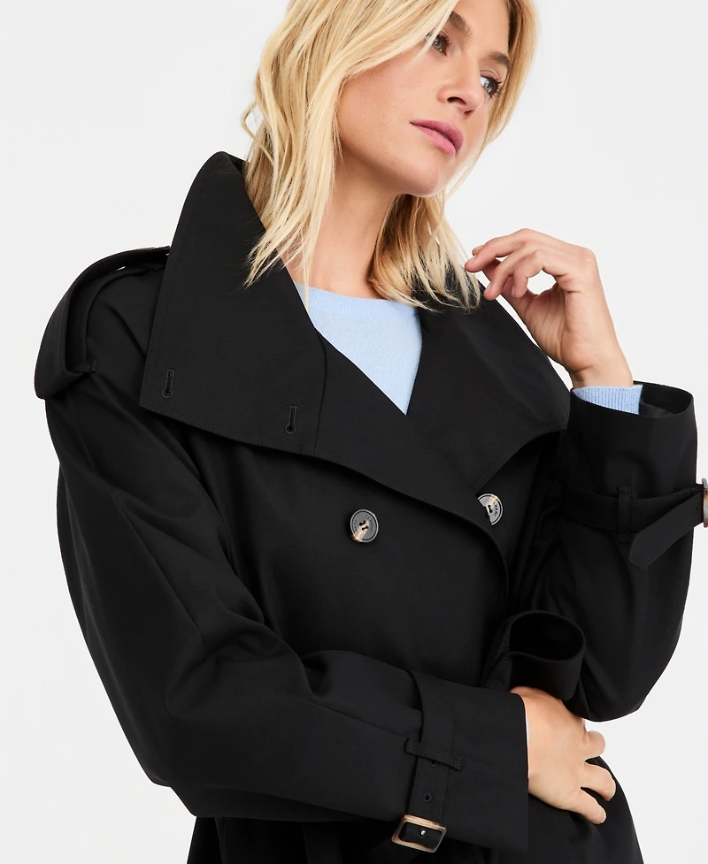Tahari Women's Funnel-Neck Belted Trench Coat