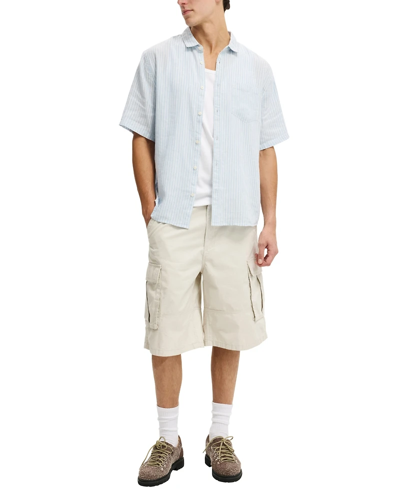 Cotton On Men's Relaxed Linen Short-Sleeve Shirt