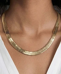 Ettika Snake Smooth Herringbone Chain 18k Gold-Plated Necklace