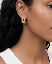 Ettika 18k Gold-Plated Marquise Crystal Huggie Earrings