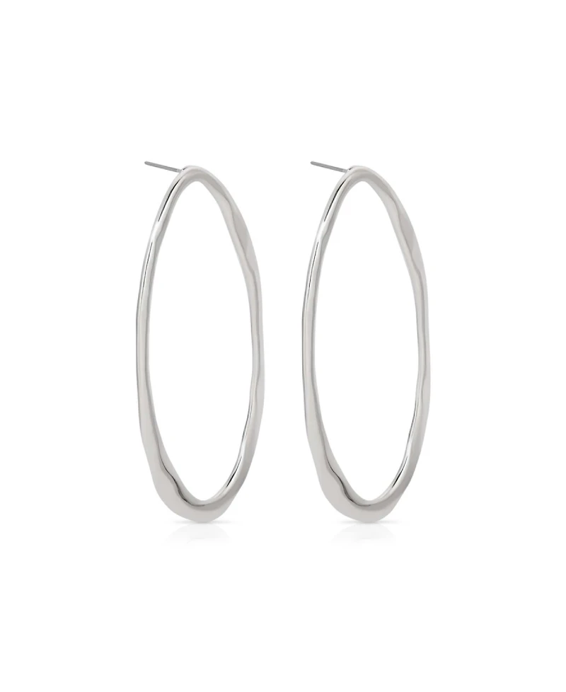 Ettika Silver-Tone Hammered Large Oval Earrings