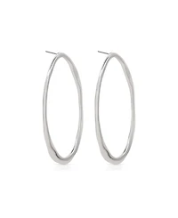 Ettika Silver-Tone Hammered Large Oval Earrings