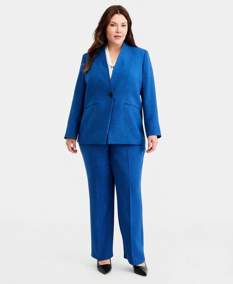 Kasper Plus Collarless One-Button Blazer