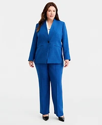 Kasper Plus Collarless One-Button Blazer