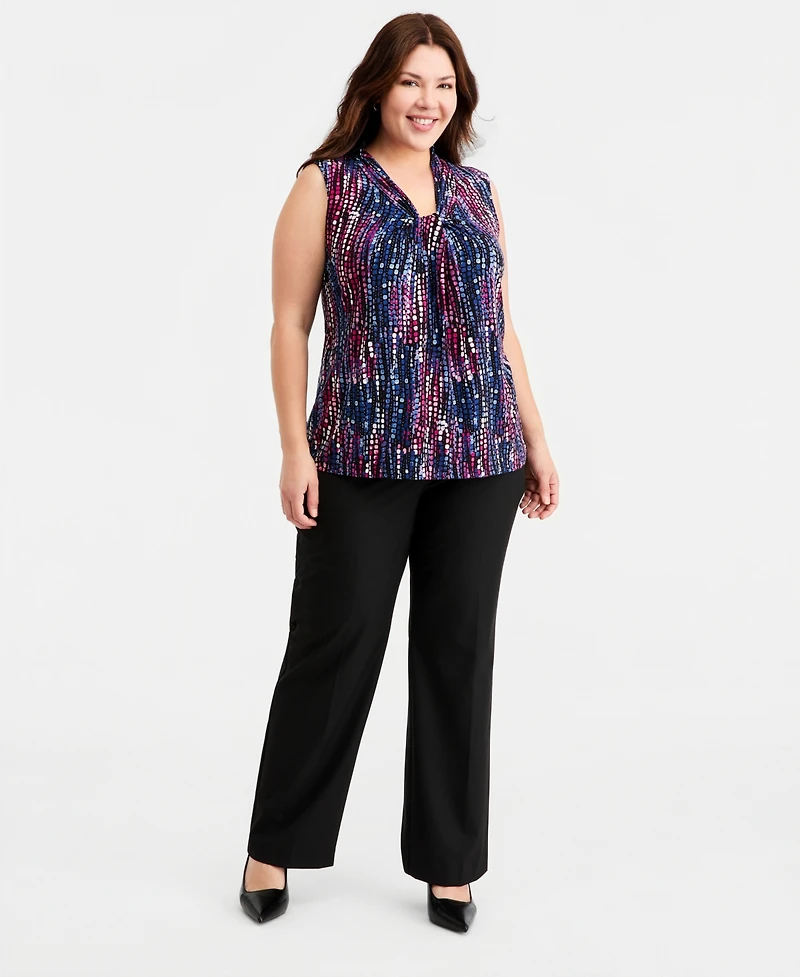 Kasper Plus Printed Sleeveless Top
