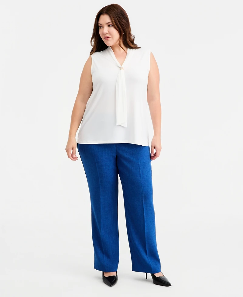 Kasper Plus Tie-Neck Sleeveless Top