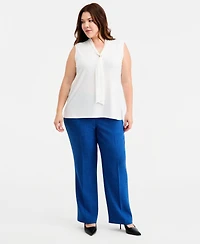 Kasper Plus Tie-Neck Sleeveless Top