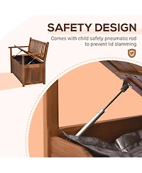 Outsunny 41 Gallon Outdoor Wooden Storage Bench with Lining for Garden Tools Toys, Teak