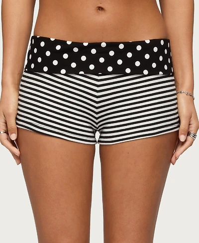 Edikted Women's Presley Stripe and Polka Dot Foldover Shorts