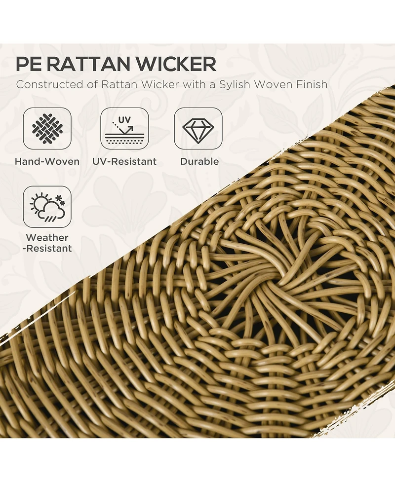 Outsunny 5 Piece Pe Rattan Outdoor Furniture Set w/ Stacking Tables, Black