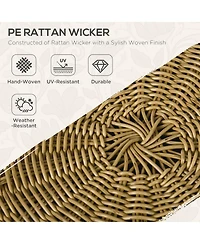 Outsunny 5 Piece Pe Rattan Outdoor Furniture Set w/ Stacking Tables, Black