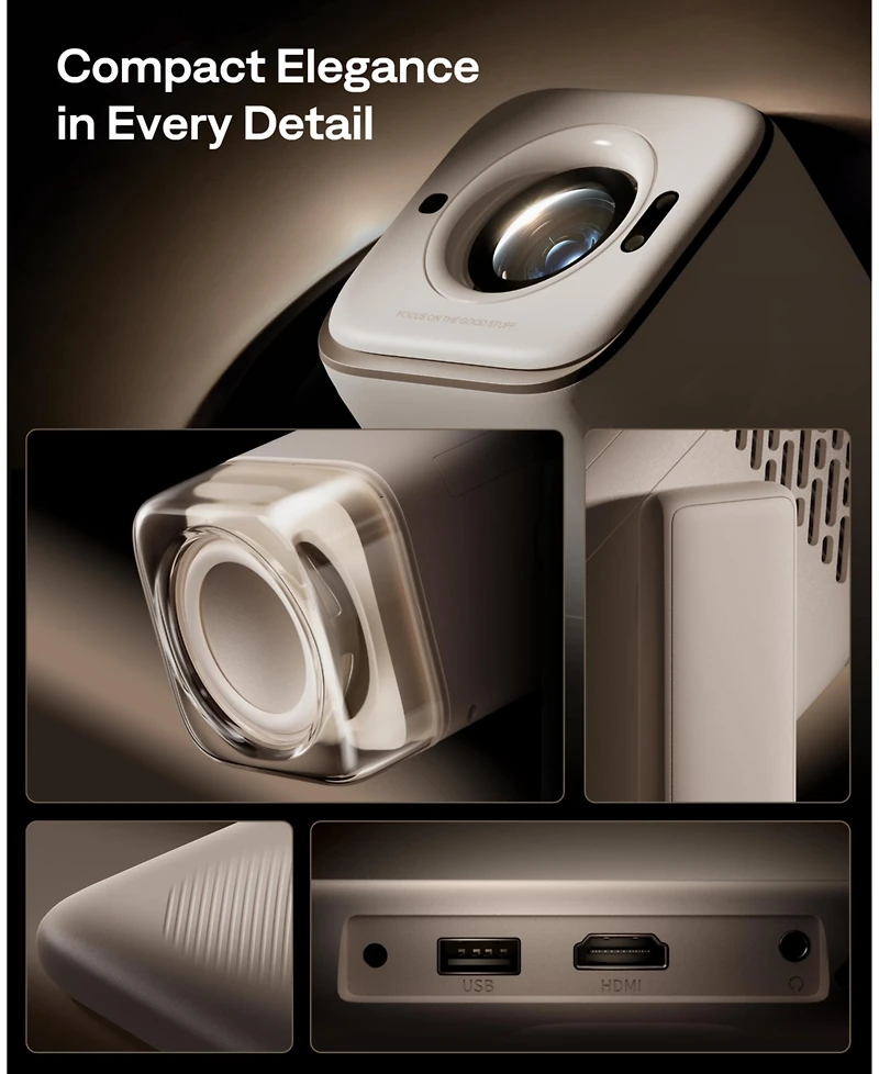 Aurzen Portable Mini Projector with Built-in Google Tv, Flexible Stand, Tof Auto Focus, Usb-c Powered, 4K Support, 300 Ansi Lumens