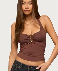 Edikted Women's Lavan Gathered Bead Halter Top