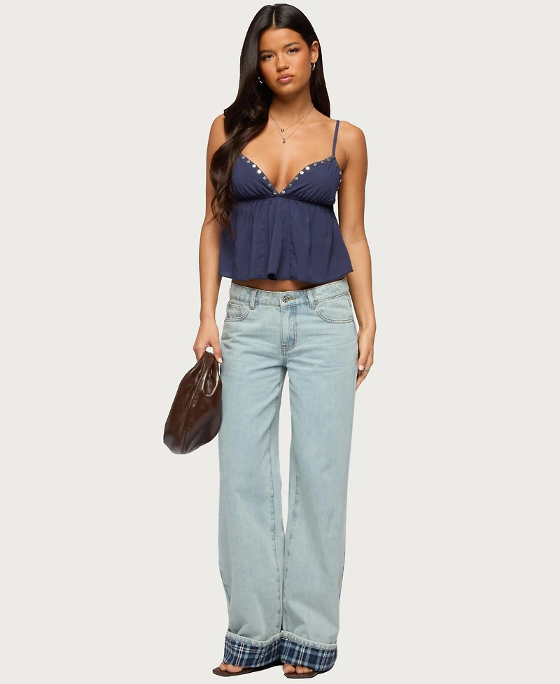 Edikted Women's Alina Studded Babydoll Tank Top