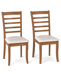 Slickblue Modern Upholstered Wooden Dining Chairs Set of 2 for Kitchen and Dining Room-Beige