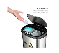 Ninestars 13 Gallon Automatic Kitchen Trash Can, Motion Sensor Touchless 50L Large Stainless Steel Garbage Bin Dual Compartment