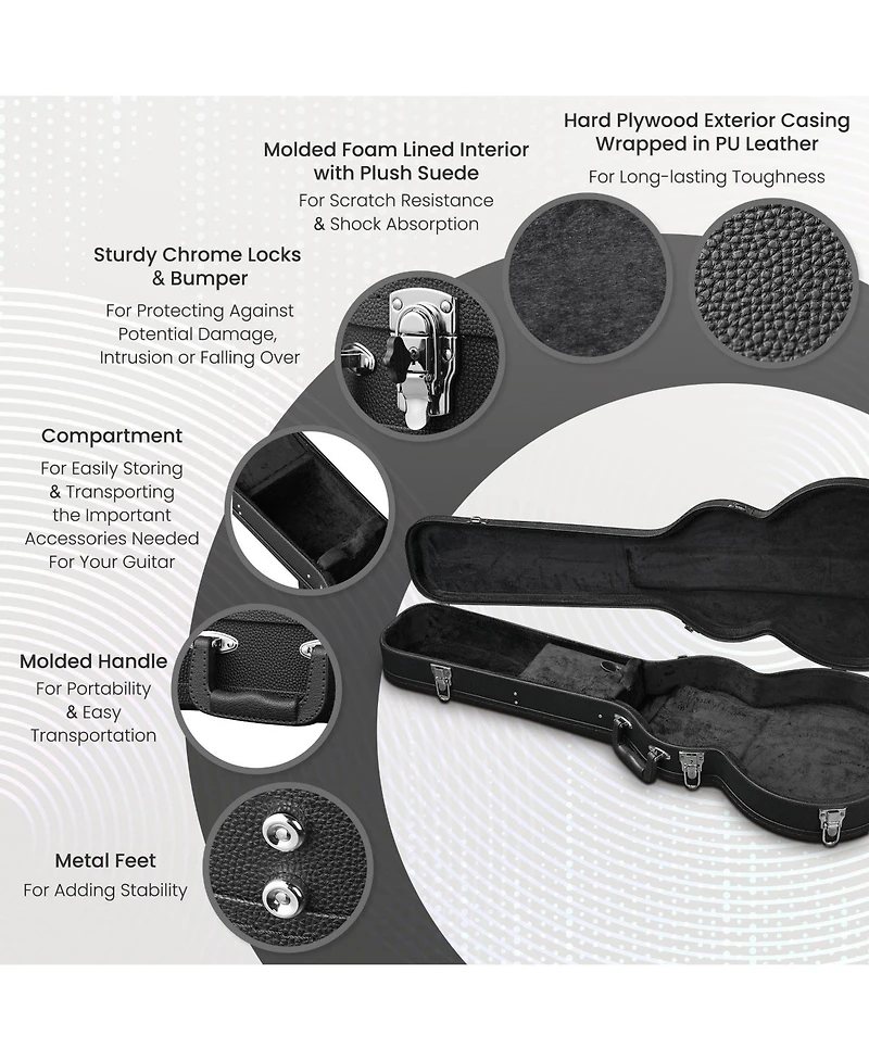 Yescom 2 Set Electric Guitar Hard Cases Wooden Shell for Lp Style and Universal Fit Portable Gig Bag with Lock Studio Travel