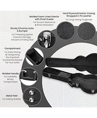 Yescom 2 Set Electric Guitar Hard Cases Wooden Shell for Lp Style and Universal Fit Portable Gig Bag with Lock Studio Travel