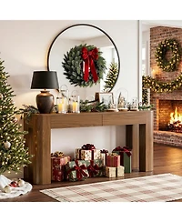 Tribesigns Console Table with 2 Drawers for Entryway, 63 Inches Narrow Long Sofa Table Behind Couch with Storage, Farmhouse Accent Entrance Piece