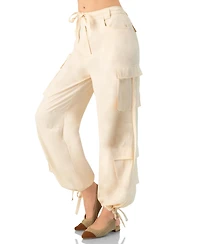 Ivonne Women's Solid Cargo Pants with Straps