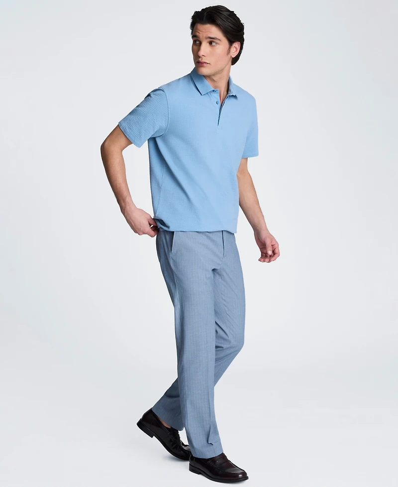 Kenneth Cole Men's Cotton-Blend Seersucker Knit Polo Shirt