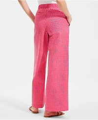 Lands' End Women's Seersucker High Rise Drawstring Wide Leg Pants