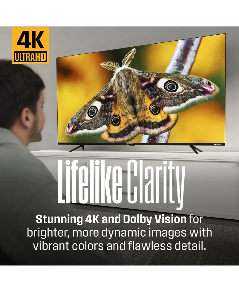 Westinghouse 65" 4K Uhd Xumo Smart Tv with HDR10, Dolby Vision, Voice Remote, Wi-Fi, Apple HomeKit