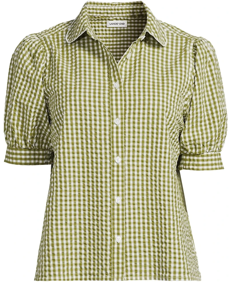 Lands' End Women's Seersucker Peter Pan Collar Shirt