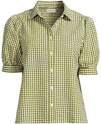 Lands' End Women's Seersucker Peter Pan Collar Shirt