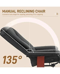 Homcom Swivel Recliner Chair w/ Footrest, Pu Leather Reclining Chair, Black