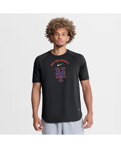 Nike Men's Black New York Mets Authentic Collection Batting Practice Pre-Game Raglan Dri-fit T-Shirt