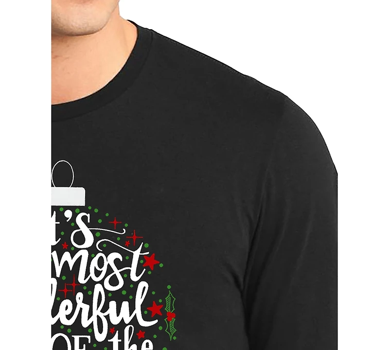 La Pop Art Men's Christmas Ornament Word Long-Sleeve T-Shirt