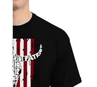 La Pop Art Men's Patriot Cow Skull American Flag Word T-Shirt